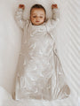 Goose-print long sleeve sleep sack with front zipper, off-white fabric