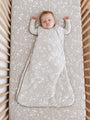 1.0 TOG sleep sack in light gray with white floral sprigs, long sleeves, zip