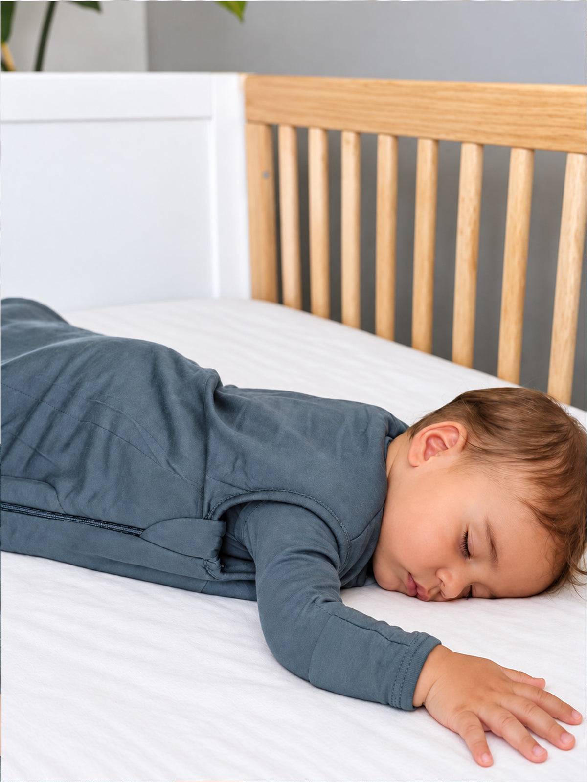 Hush sleep sack 2.5 TOG, blue long-sleeve wearable blanket with arm openings